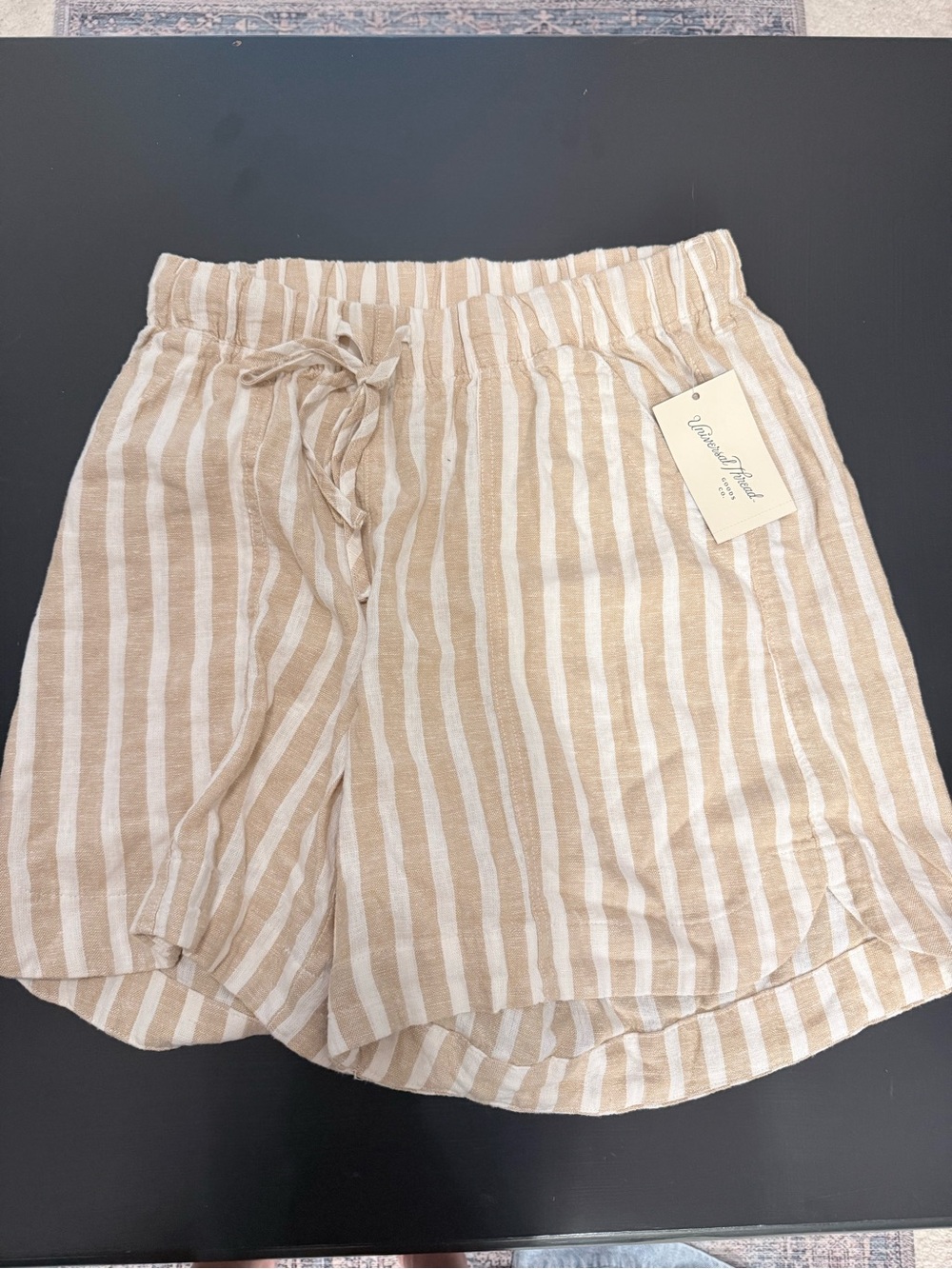 Universal Thread Beige and White Striped Drawstring Shorts
